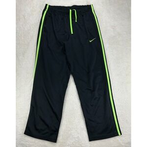 Nike Track Pants Mens L Black Side Stripe Drawstring Activewear Straight Leg